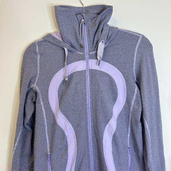 Lululemon Stride Jacket *Brushed Lilac Heathered Coal Wee‎ Stripe Sz 8 Yoga Cozy - Picture 4 of 7